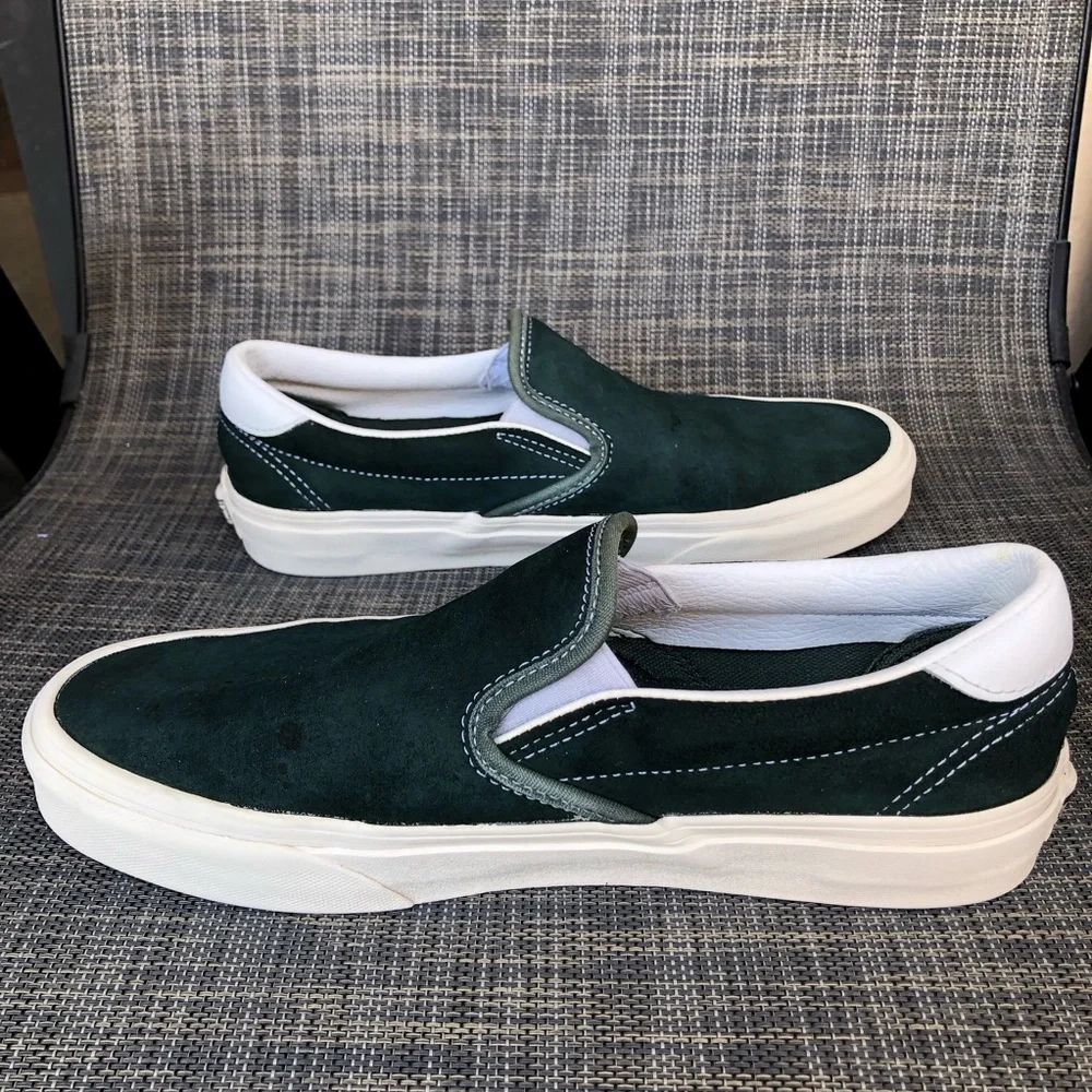 Vans Green and White Slip-On Sneakers - Picture 7 of 13
